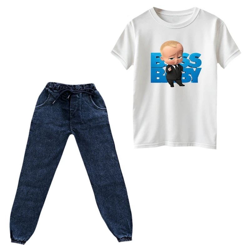 ست تی‌شرت و شلوار پسرانه مدل بچه رئیس کد ۱