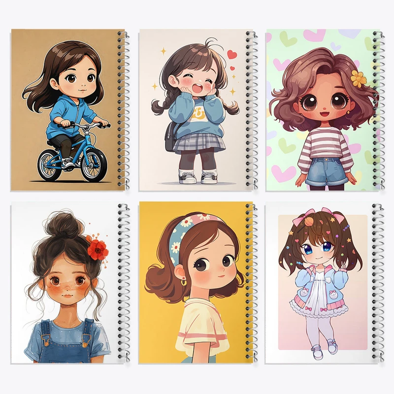 دفتر نقاشی 50 برگ خندالو طرح دخترانه کودکانه کد 829 مجموعه 6 عددی