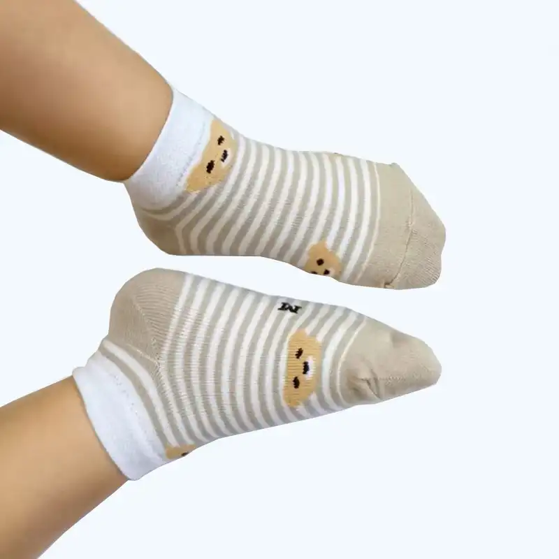 جوراب ساق کوتاه بچگانه مدل خرسی تدی  بسته 6 عددی