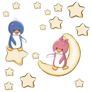 استیکر دیواری کودک تُکتم طرح ماه و ستاره کد 09