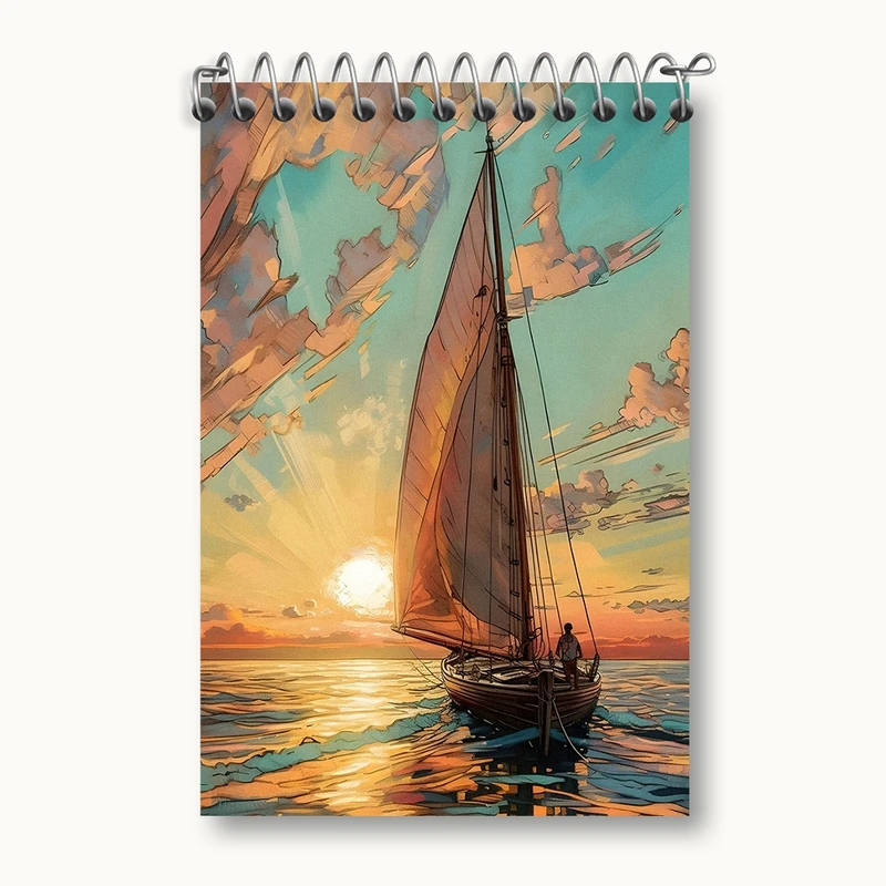 دفتر یادداشت 50 برگ خندالو مدل قایق و غروب کد F1388