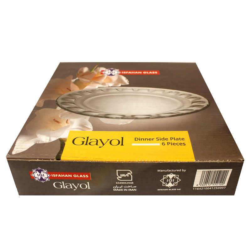 بشقاب غذاخوری شیشه و بلور اصفهان مدل گلایول کد 521 بسته 6 عددی