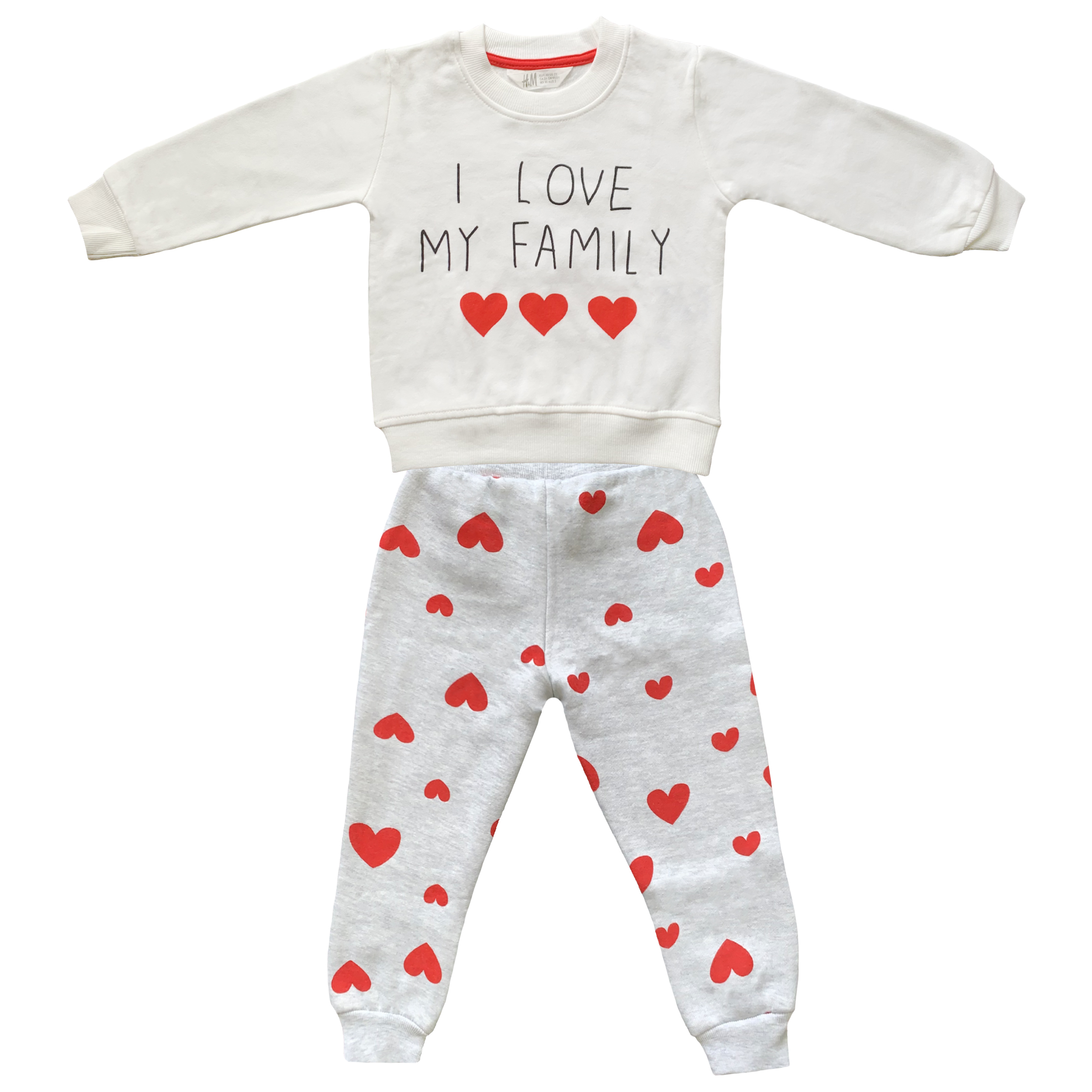 ست سویشرت و شلوار دخترانه اچ اند ام مدل I Love My Family کد FF-208