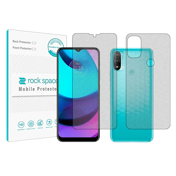 محافظ صفحه نمایش مات راک اسپیس مدل HyMTT مناسب برای گوشی موبایل موتورولا Moto E20 به همراه محافظ پشت گوشی