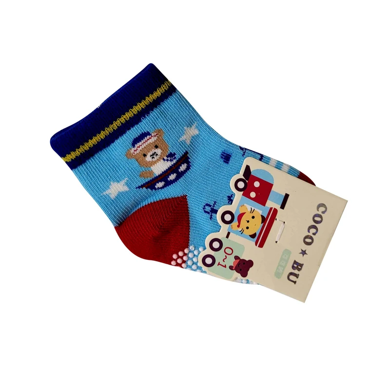 جوراب ساق کوتاه بچگانه کوکو بی یو مدل خرسی 0-1 کد 5007