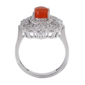 انگشتر نقره زنانه بازرگانی میلادی مدل عقیق آبکاری رادیوم قالب جواهری بدون ریزش کد AWR_1444