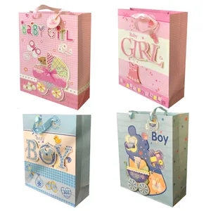ساک هدیه مدل برجسته طرح BOY and GIRL بسته 4 عددی