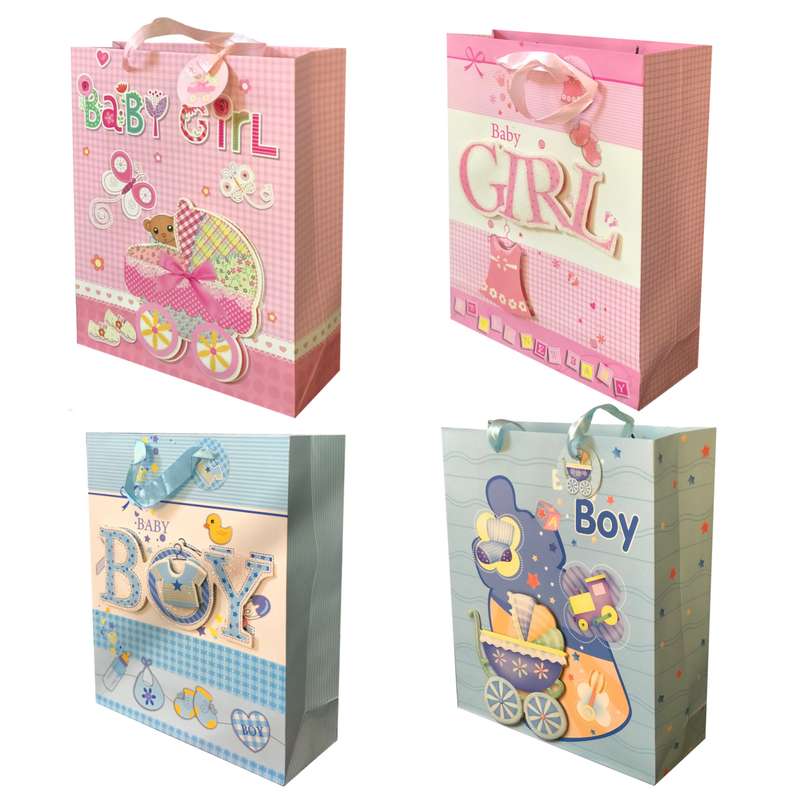 ساک هدیه مدل برجسته طرح BOY and GIRL بسته 4 عددی