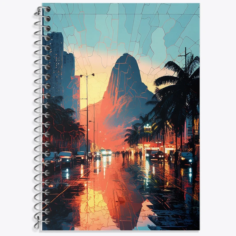 دفتر زبان 50 برگ خندالو مدل دو خط طرح شهر و خیابان کد F411