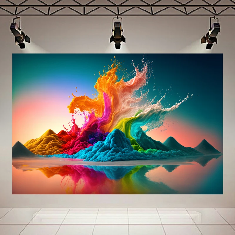 پوستر طرح مخمل پاشش پودر رنگی مدل انفجار رنگارنگ کد AR303606