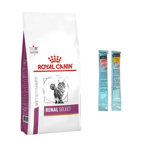 غذای خشک گربه رویال کنین مدل Renal Select وزن 2 کیلوگرم به همراه بستنی گربه