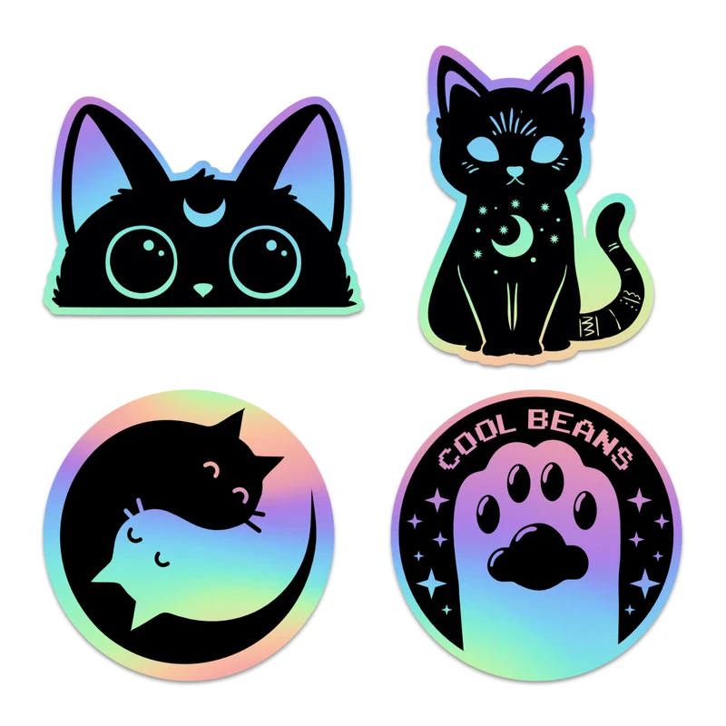  استیکر لپ تاپ مدل پک گربه کد STH1021 بسته 4 عددی
