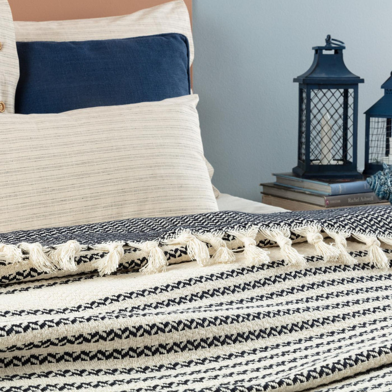 روتختی مادام کوکو مدل Denney Ekru Indigo تک نفره سایز 220×160 سانتی متر