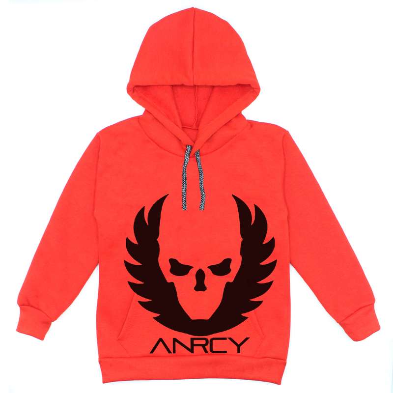 هودی پسرانه مدل اسکلت و بال W19 رنگ قرمز