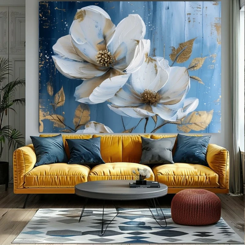 تابلو بوم طرح نقاشی مدل گل ساده کد M353