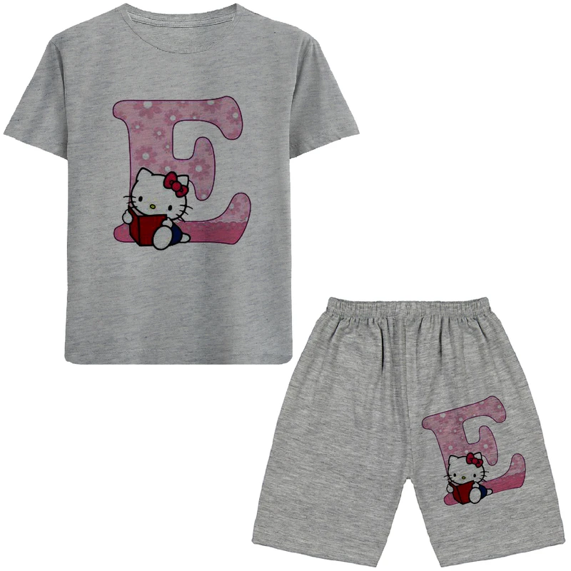 ست تی شرت و شلوارک دخترانه مدل A28 E