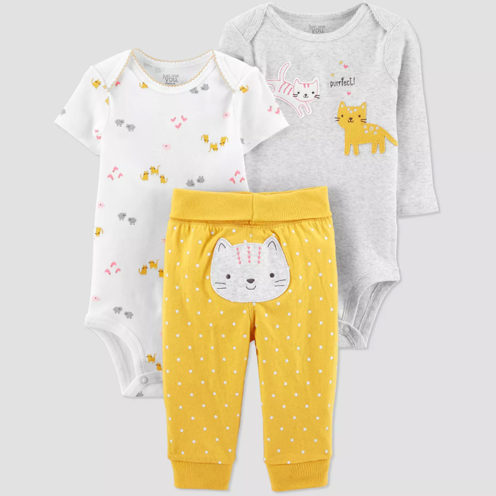 ست 3 تکه لباس نوزادی کارترز طرح Cats کد M557