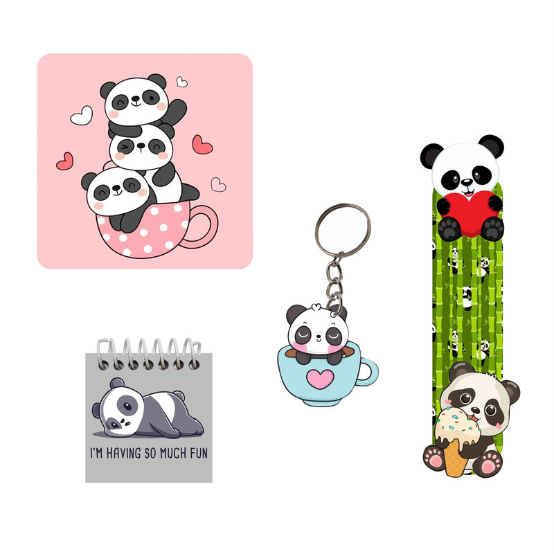 بسته لوازم تحریر مدل 4 تکه چوبی طرح خرسی کیوت کد1 مجموعه 6 عددی