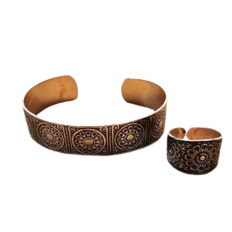 ست انگشتر و دستبند دست ساز مردانه مدل مسی کد S254