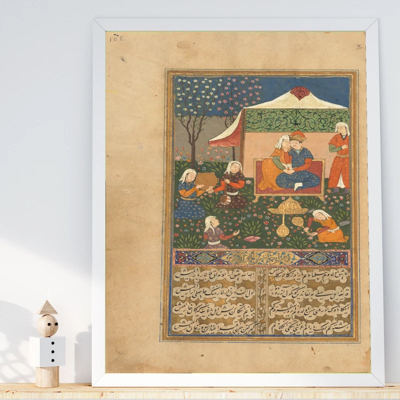 تابلو طرح نگارگری کلاسیک مدل G00847 فریم سفید