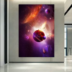 پوستر پارچه ای بلک لایت طرح کهکشان و ستارگان مدل سیارات و پرتوهای کیهان کد AR30548