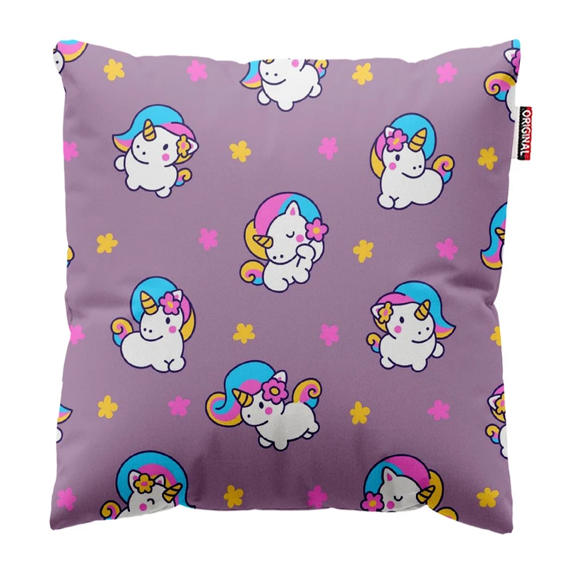 کوسن پاد آفرین طرح کارتونی بچگانه اسب تک شاخ کد 4957 سایز 30*30 سانتی متر