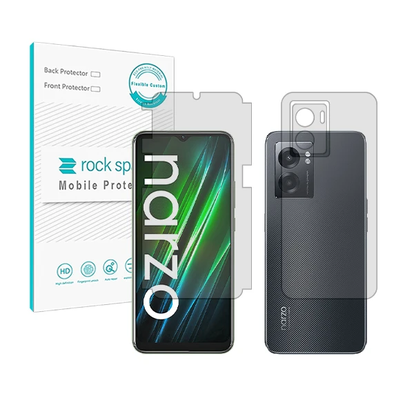 محافظ صفحه نمایش شفاف راک اسپیس مدل HyGEL مناسب برای گوشی موبایل ریلمی Narzo50 5G به همراه محافظ پشت گوشی