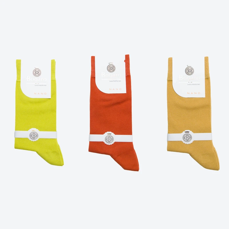 جوراب ساق بلند مردانه مدل نانو نخی بوگارو رنگ بسته 3 عددی