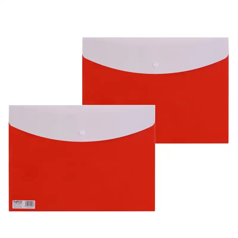 پوشه دکمه دار پاپکو مدل جیبدار کد A4-113BC بسته 2 عددی