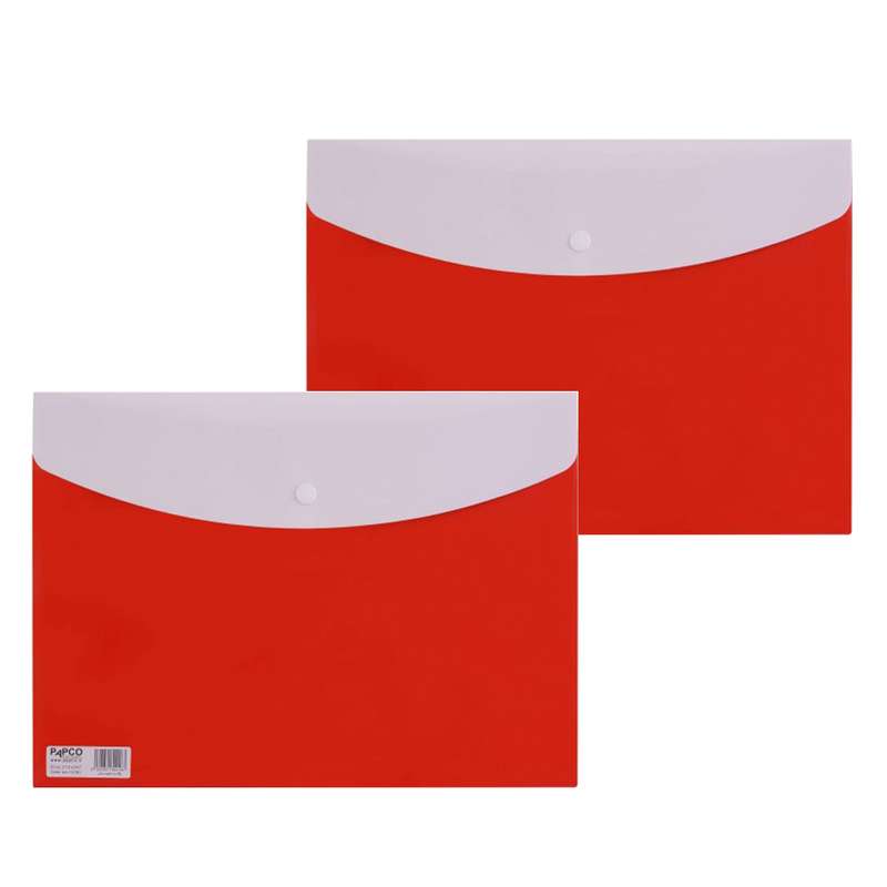 پوشه دکمه دار پاپکو مدل جیبدار کد A4-113BC بسته 2 عددی