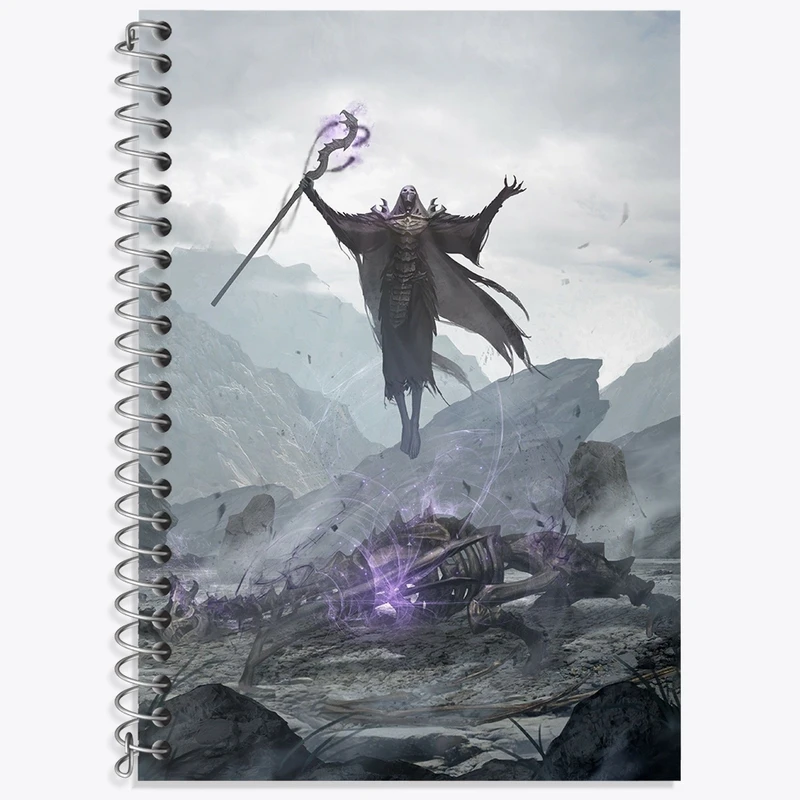 دفتر زبان 50 برگ خندالو مدل دو خط طرح بازی اسکایریم (Skyrim) کد 32774