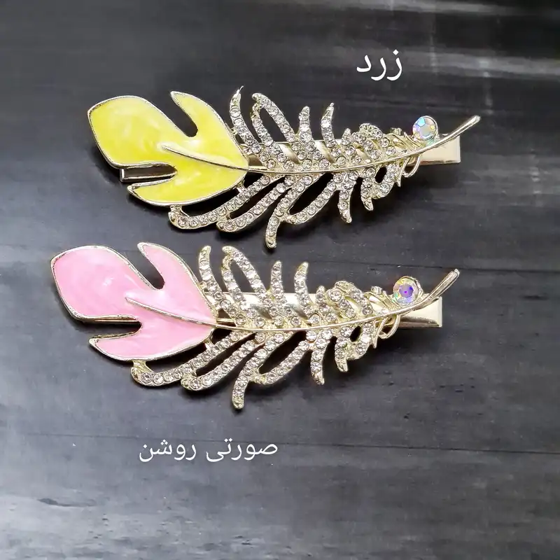 گیره مو زنانه مدل پر رزینی نگین‌دار انبری کد brg 894B