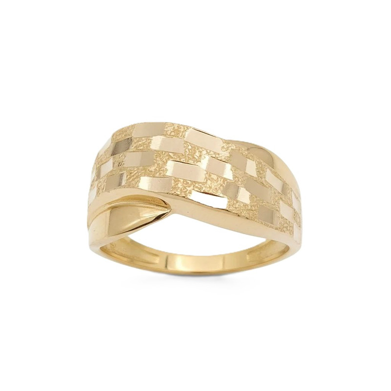 انگشتر طلا 18 عیار زنانه رضا گلد مدل تراش شنی سایز 56