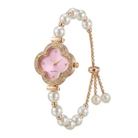 ساعت مچی عقربه‌ای کوارتز زنانه مدل لوکس بند مرواریدی قفل کرواتی کد ۸