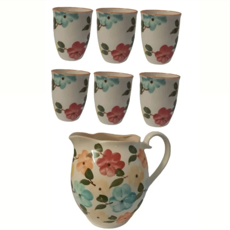 سرویس پارچ و لیوان 7 پارچه مدل گل بهار