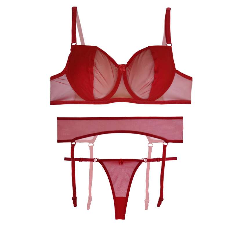 ست شورت و سوتین زنانه مدل 3 تکه گارتر دار