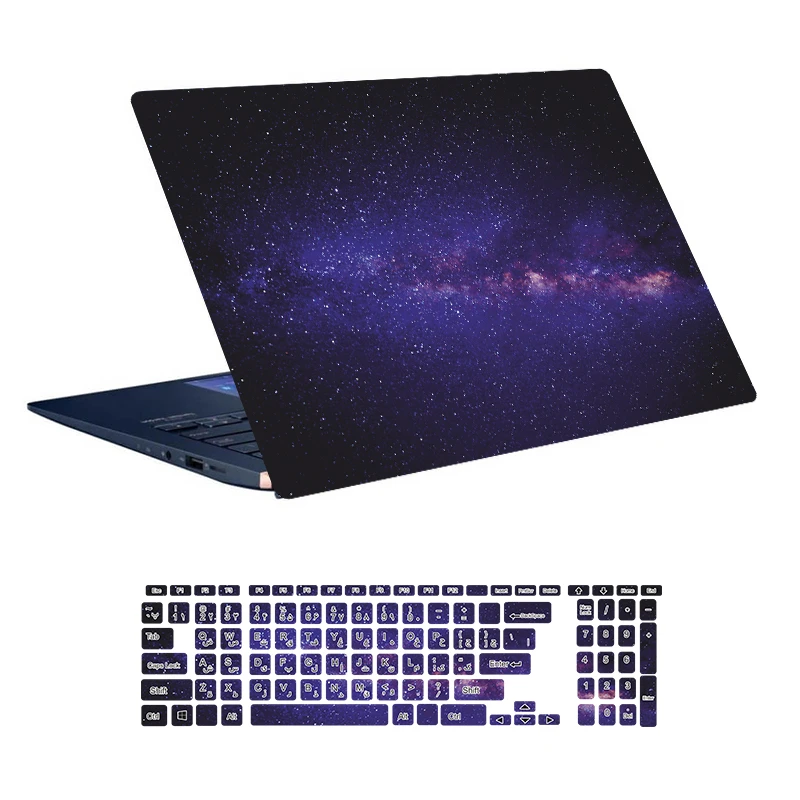 استیکر لپ تاپ توییجین و موییجین طرح Space کد 84 مناسب برای لپ تاپ 15.6 اینچ به همراه برچسب حروف فارسی کیبورد 