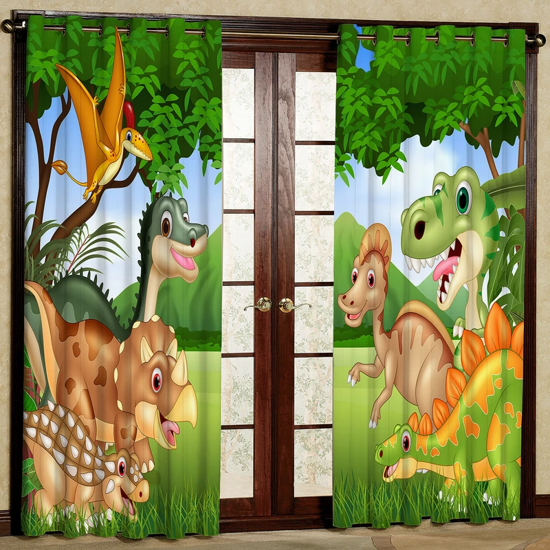     پرده مدل دایناسور مخمل پانچی کد 1077 سایز 140x280 سانتی متر