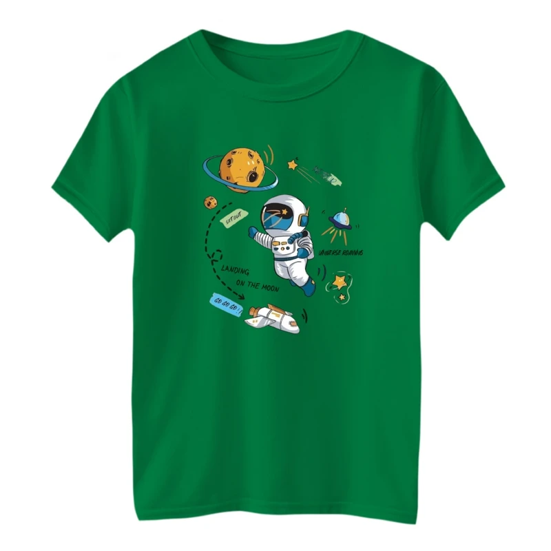 تی شرت آستین کوتاه بچگانه مدل فضانورد و سیارات