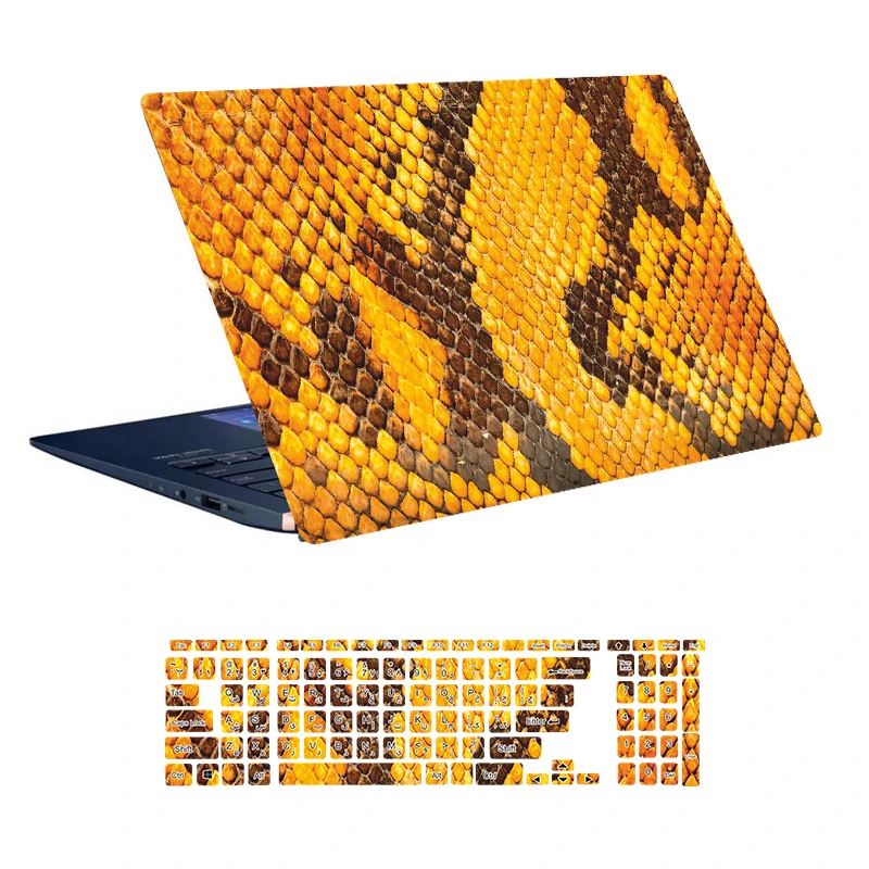 استیکر لپ تاپ توییجین و موییجین طرح Snake کد 03 مناسب برای لپ تاپ 15.6 اینچ به همراه برچسب حروف فارسی کیبورد