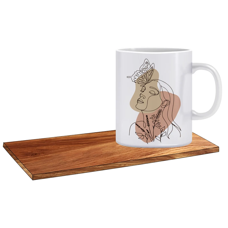 ماگ ال ایکس پی طرح دختر مینیمال کد 209 به همراه زیر لیوانی