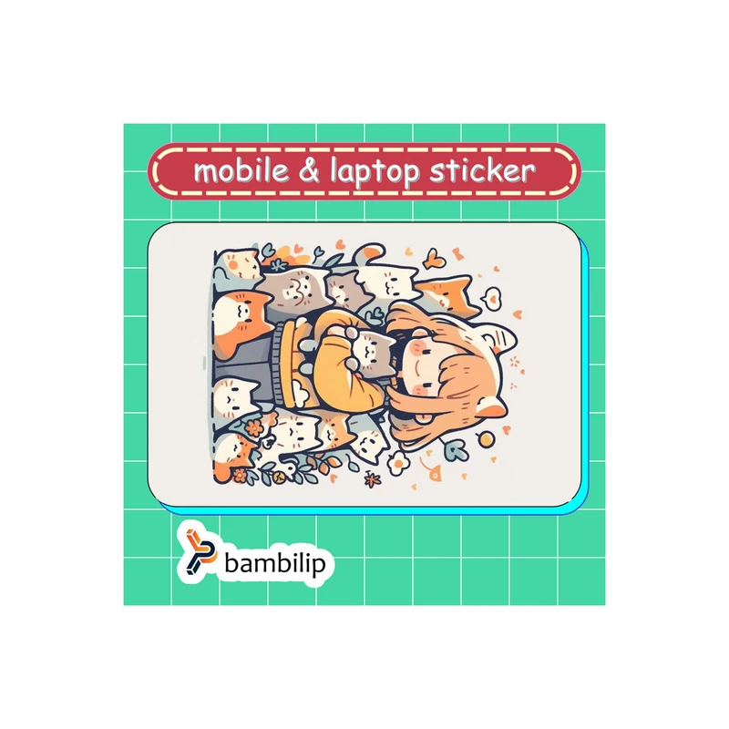 استیکر بامبیلیپ مدل کارت عابر طرح دختر فانتزی و گربه کد 4856590