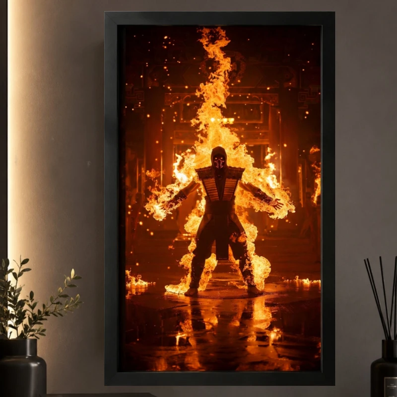 تابلو طرح بازی Mortal Kombat مدل 1375 فریم مشکی