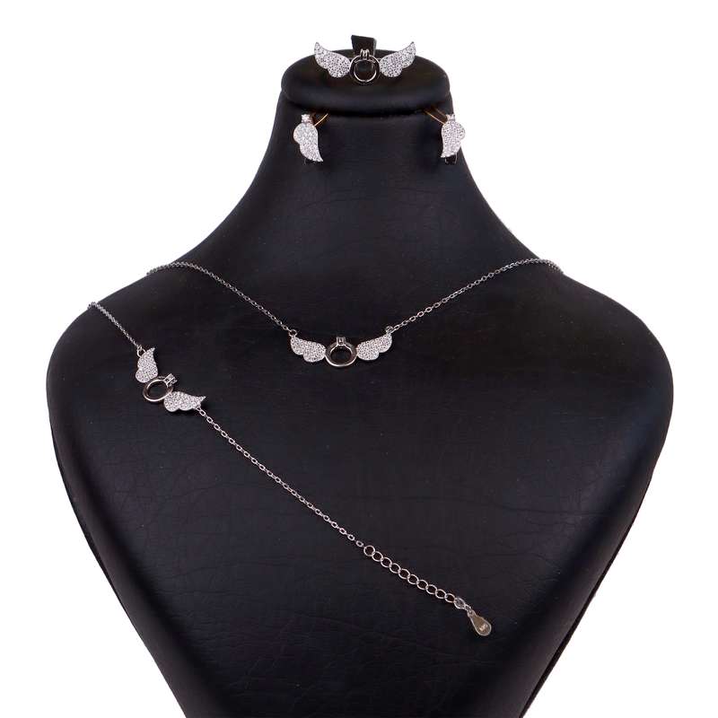 نیم ست نقره زنانه جی تی ای مدل بال فرشته