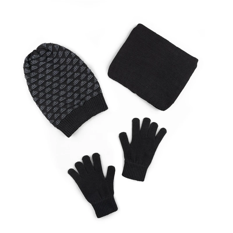 ست کلاه و شال گردن و دستکش بافتنی مدل SB-SS-0311