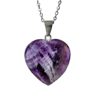 گردنبند زنانه مدل سنگ آمیتیست طرح قلب