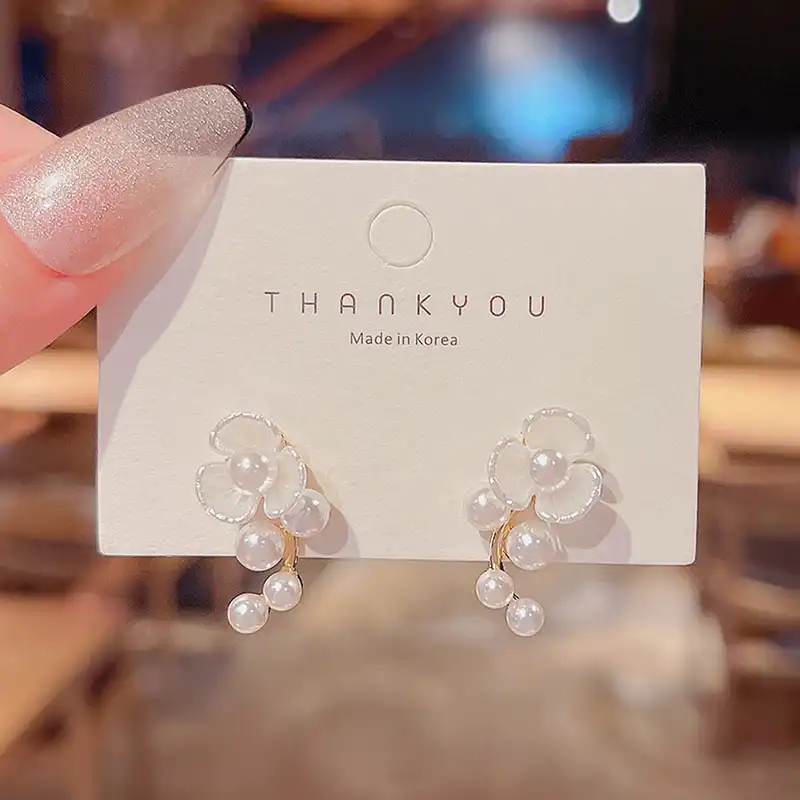 گوشواره زنانه مدل خوشه مروارید کد 00729