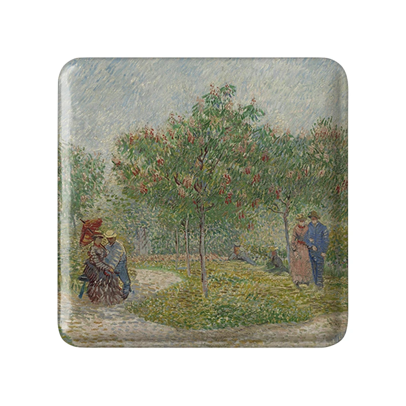 مگنت خندالو طرح باغ با زوج های خواستگار ونسان ونگوگ (Van Gogh) مدل مربعی کد 36799