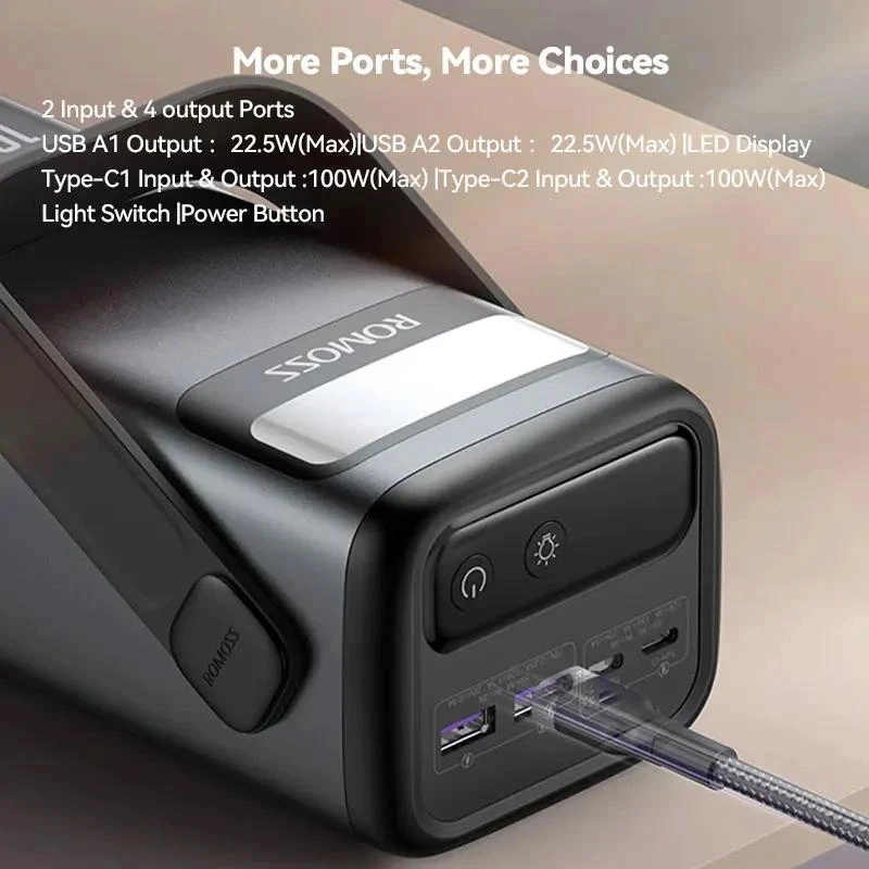 عکس شماره 9 : پاوربانک 100 وات راموس مدل m60 ظرفیت 60000 میلی آمپر ساعت