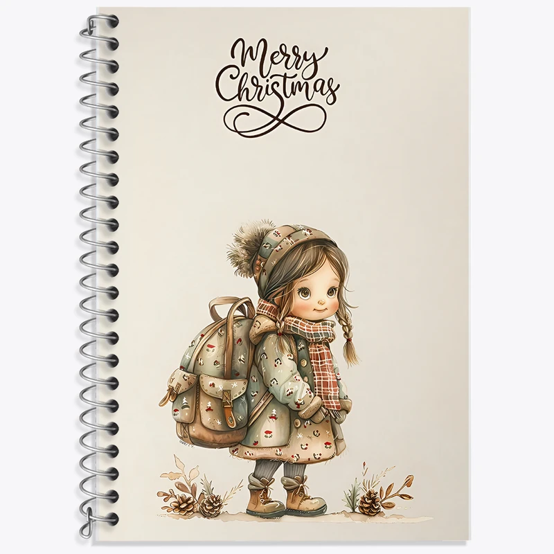 دفتر زبان 50 برگ خندالو مدل دو خط طرح دختر و کریسمس کد F5805